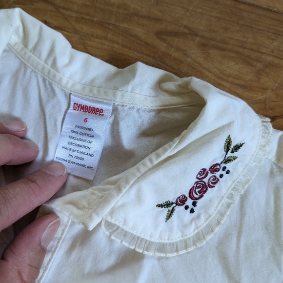 GYMBOREE flower embroidered collar button down white blouse - Picture 2 of 4